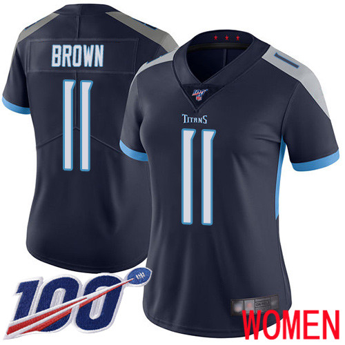 Tennessee Titans Limited Navy Blue Women A.J. Brown Home Jersey NFL Football #11 100th Season Vapor Untouchable